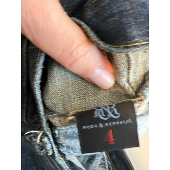 Rock & Republic Sz 4 Emo Style Skinny Jeans Medium Dark Wash EUC - Picture 7 of 9